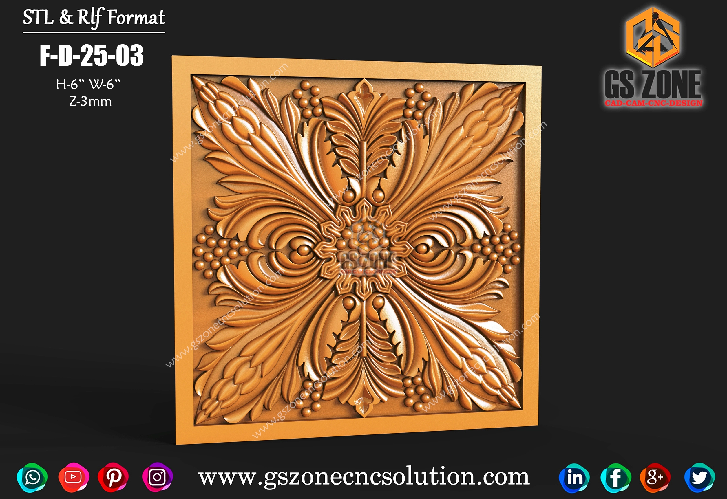 3D CNC Floral Design Panel