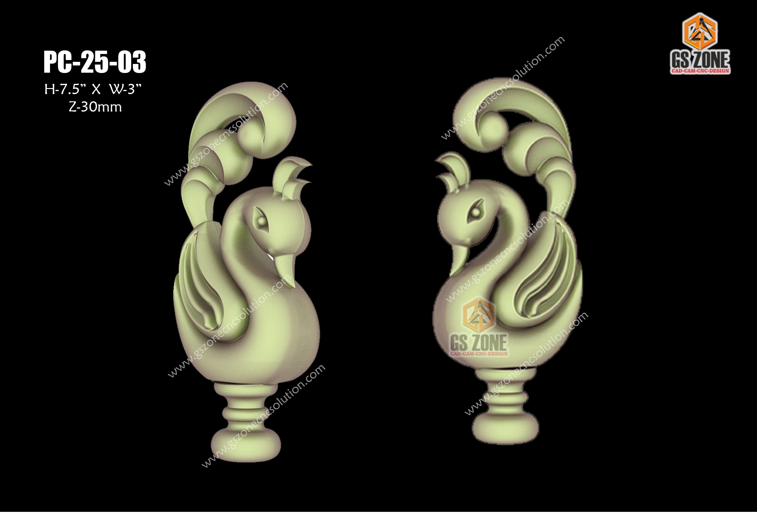 T-25-053 | Temple Peacock Both Side Carving