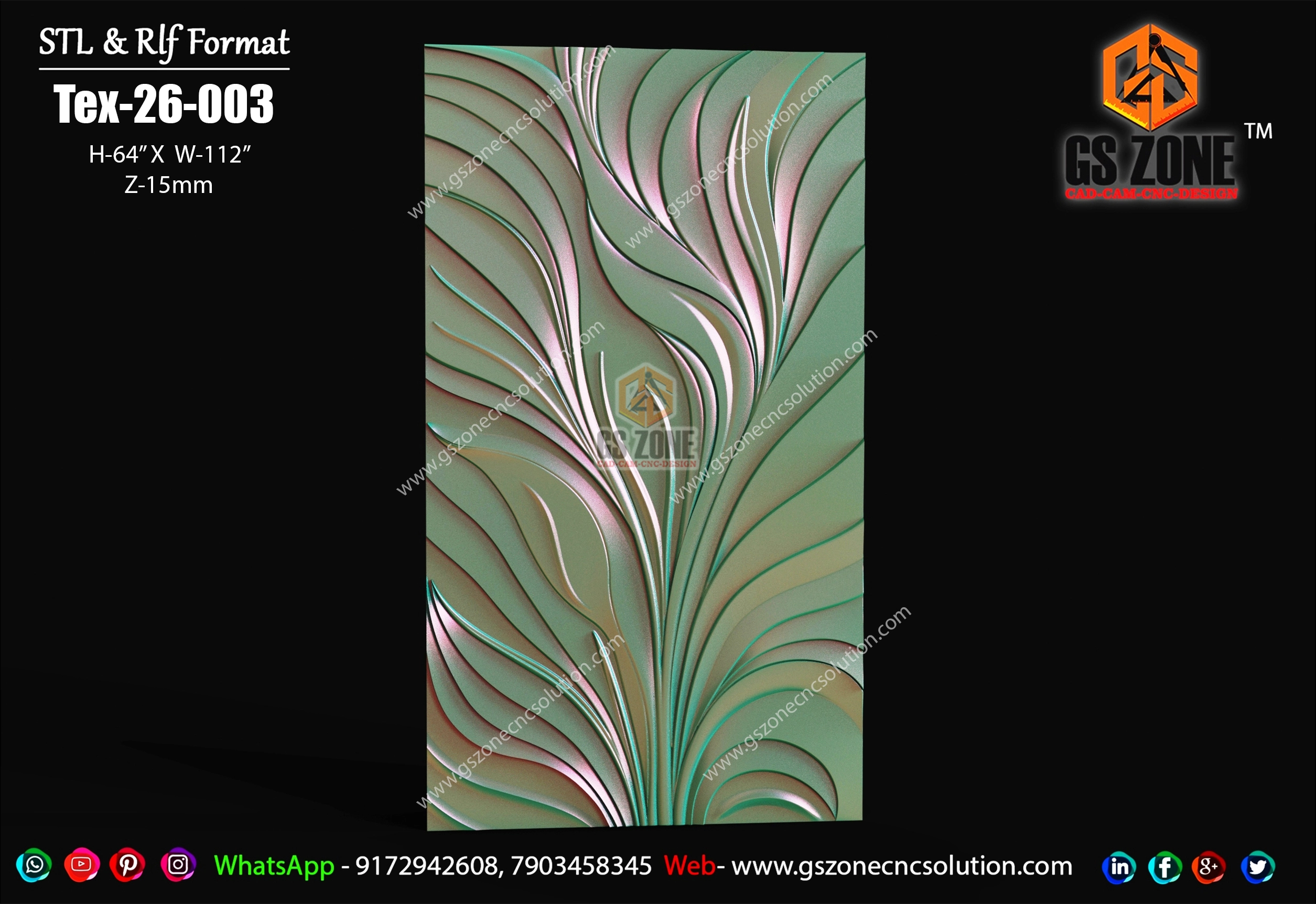 TEX-26-003 | Flowing Organic Leaf 3D CNC Texture Panel Design