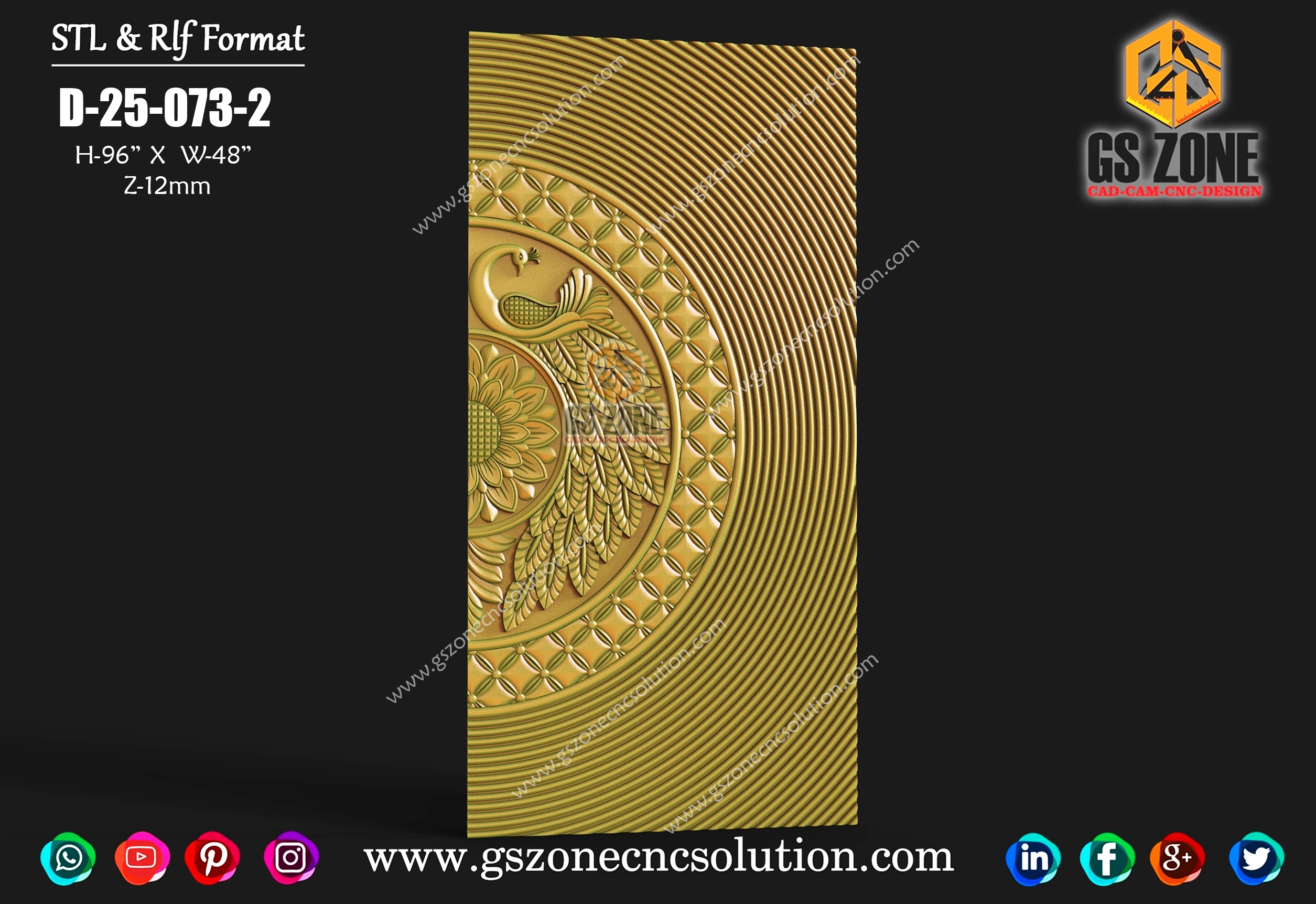 D-25-073-2 GSZONE PREMIUM PEACOCK CIRCULAR WAVE DOOR DESIGN