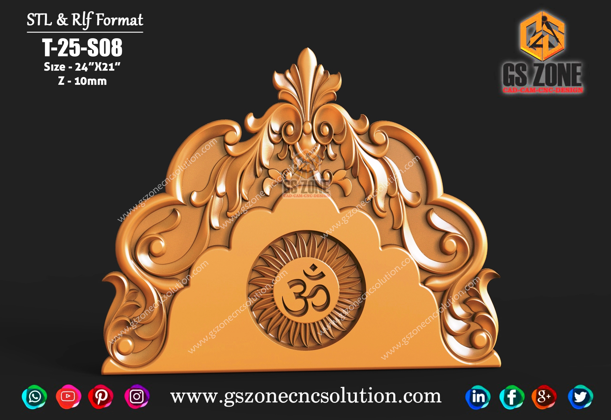 ⭐ T-25-S08 🕉️✨ Ornamental Floral OM Premium CNC Panel Design ✨🕉️