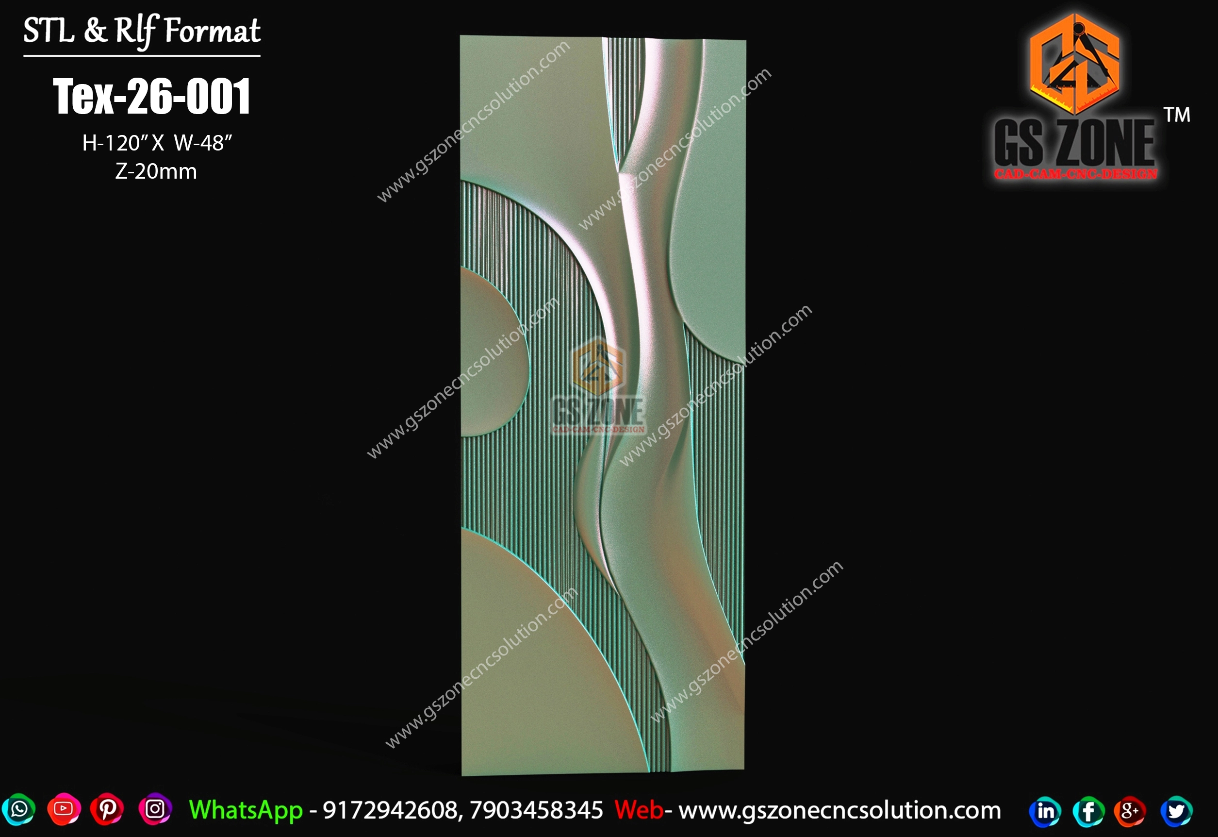 TEX-26-001 | Modern Abstract Wave 3D CNC Texture Panel Design