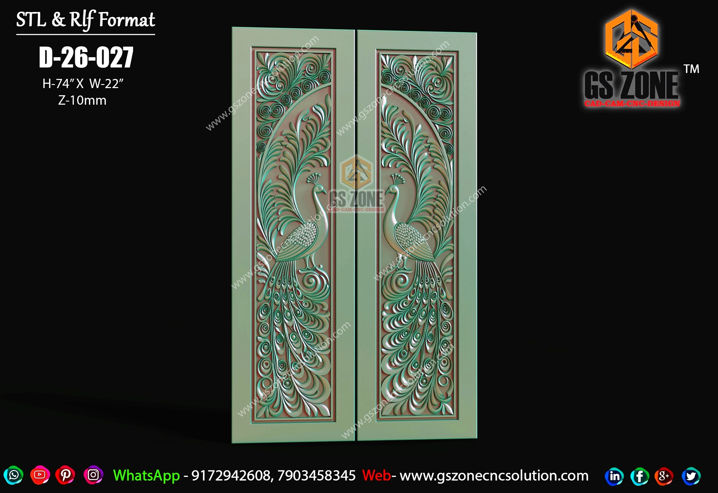 Premium Peacock Double Door Design