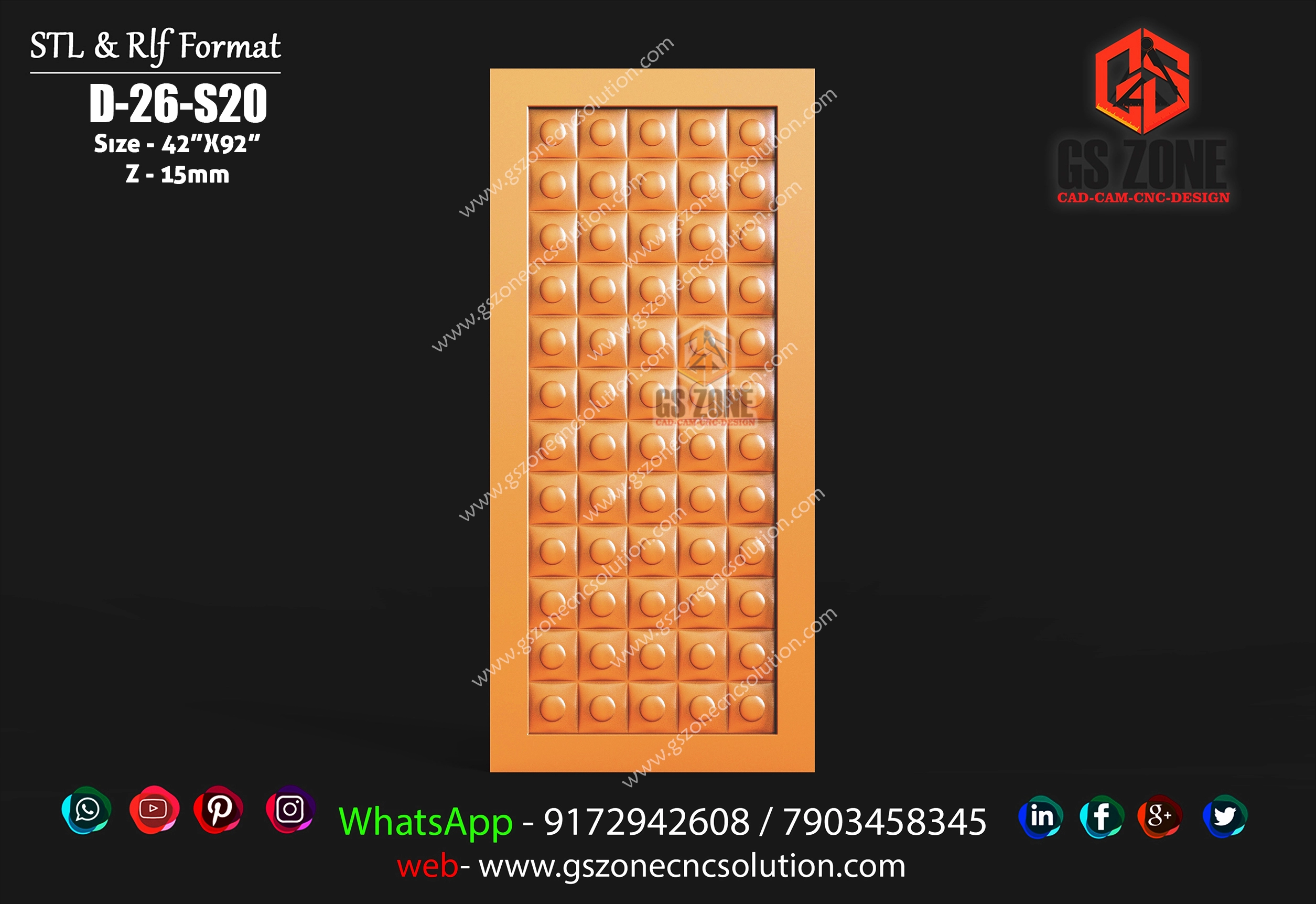 ✨ D-26-S20 | Modern Square Bubble 3D CNC Door Panel Design ✨