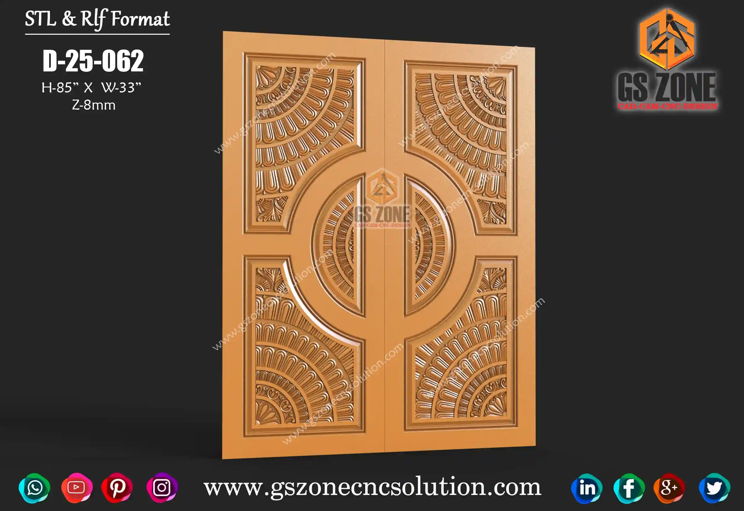 D-25-062 | Designer Double Door Panel | GS ZONE CNC SOLUTION™