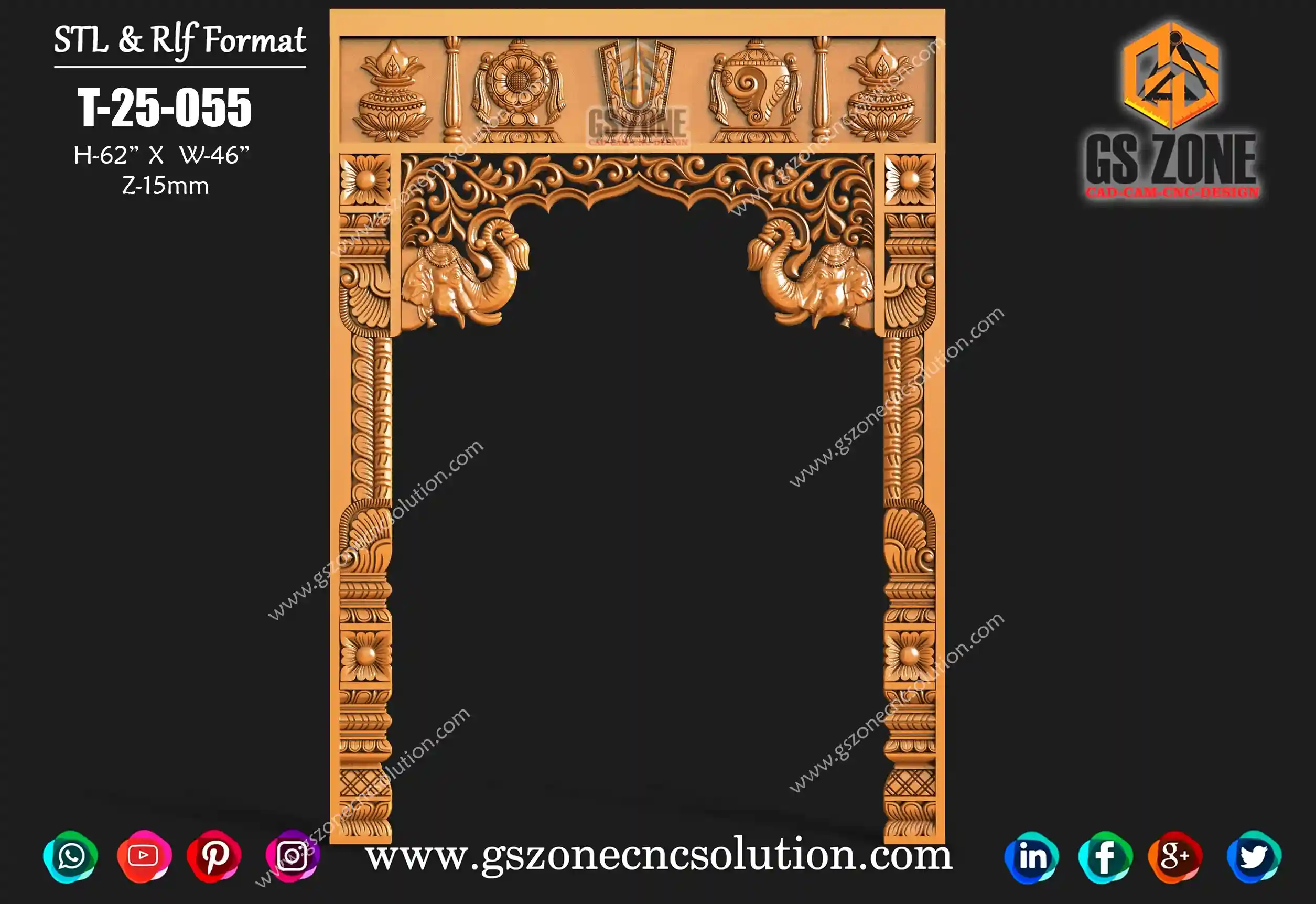 T-25-055 Temple Frame Design | GS ZONE CNC SOLUTION™