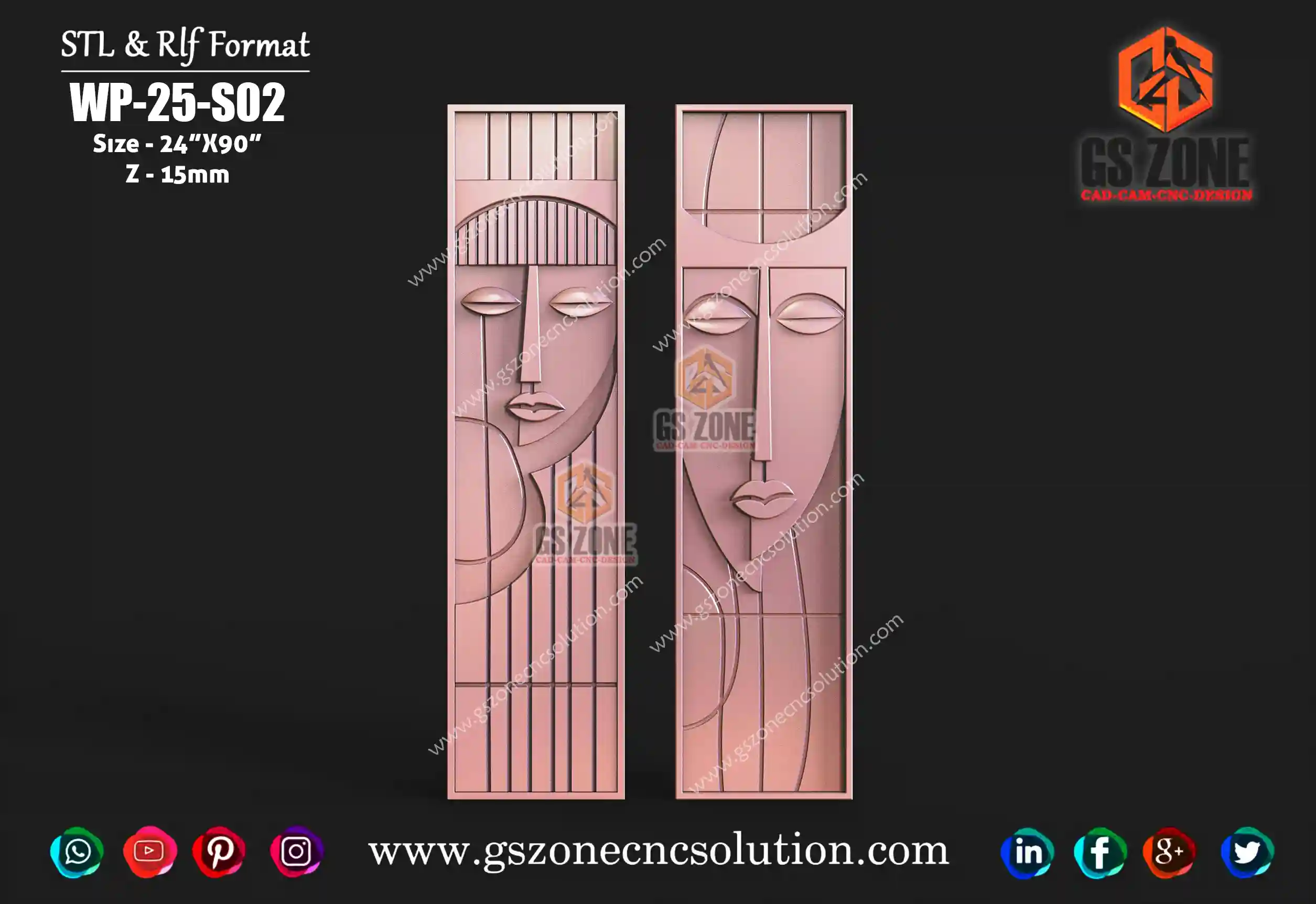 WP-25-S02 | Abstract Dual Panel CNC Design | GS ZONE CNC SOLUTION™