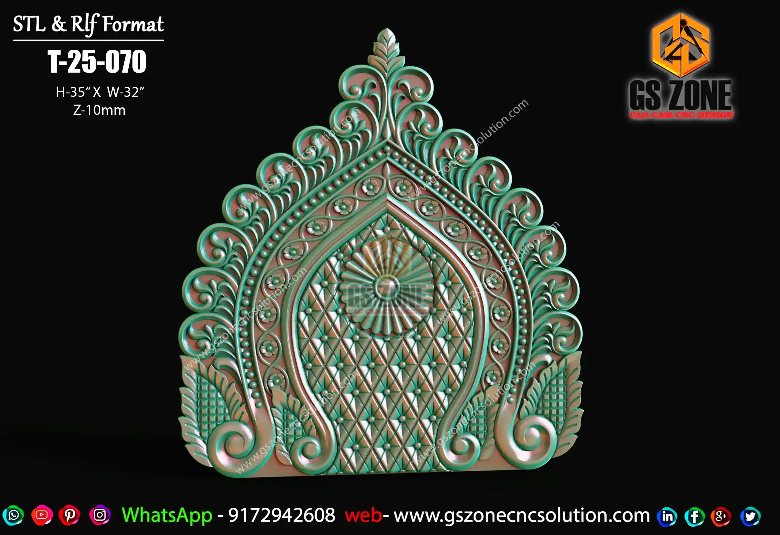 T-25-070 | Temple Arch Carving Design | GS ZONE CNC SOLUTION™