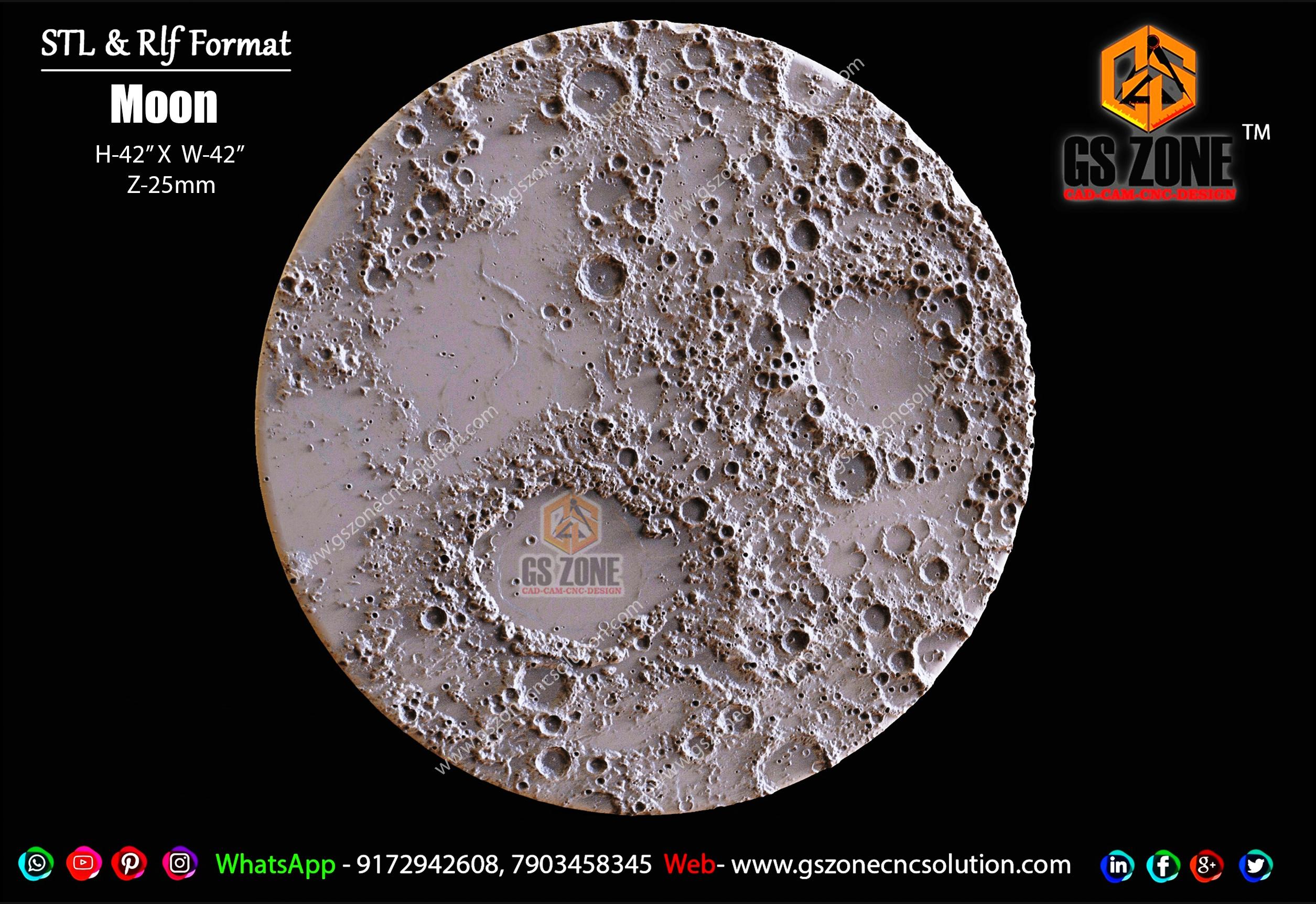 MOON 3D CNC TEXTURE PANEL DESIGN | GS ZONE CNC SOLUTION™