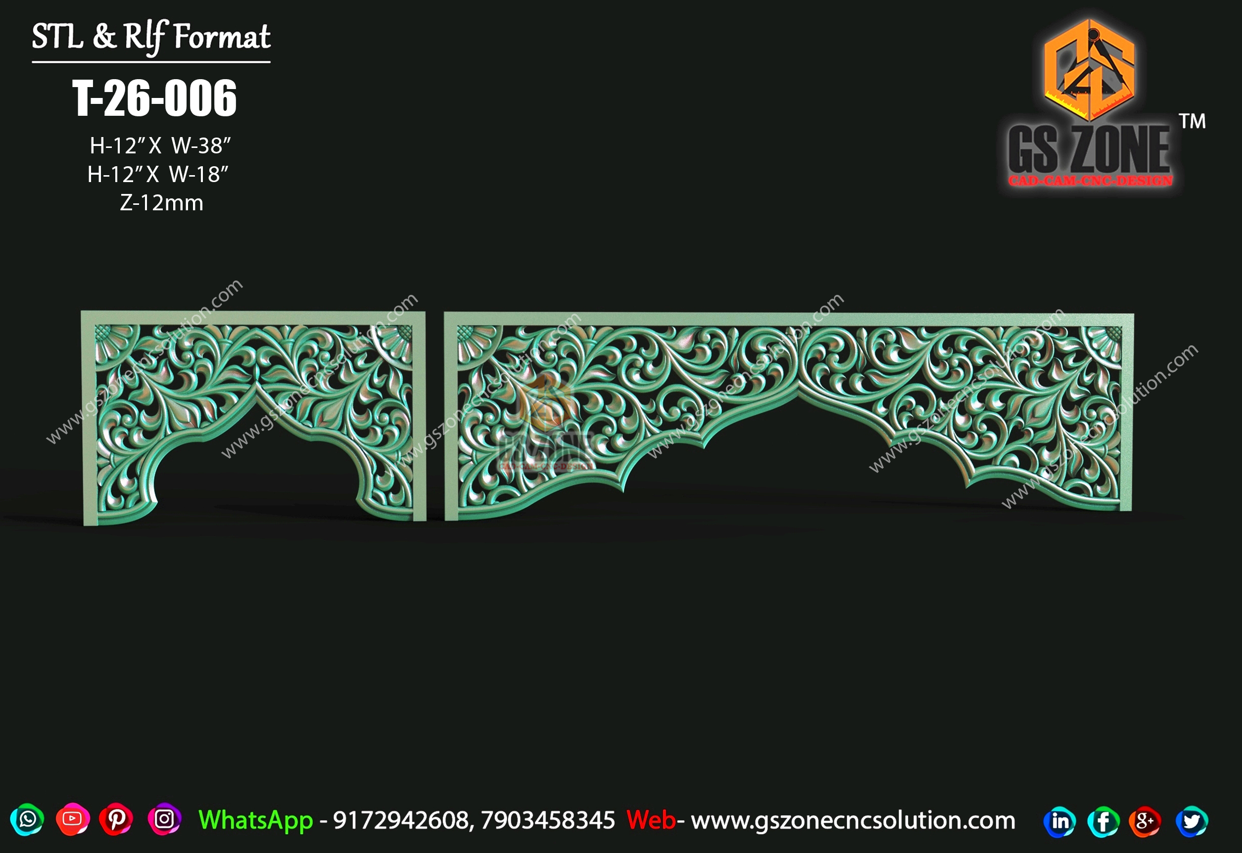 T-26-006 | Premium Floral CNC Arch Panel Design | GS ZONE CNC SOLUTION™